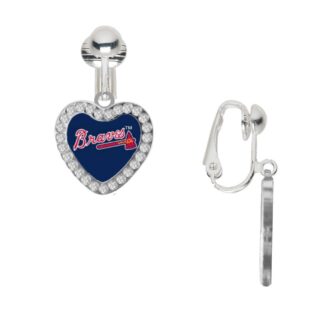Atlanta Braves crystal heart earrings CLIP
